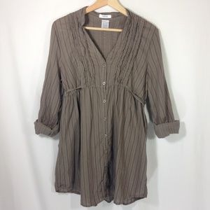 Tunic Brown With Roll Up Sleeves L